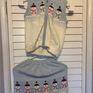 Gymboree Cream and Light Blue Snowman Set